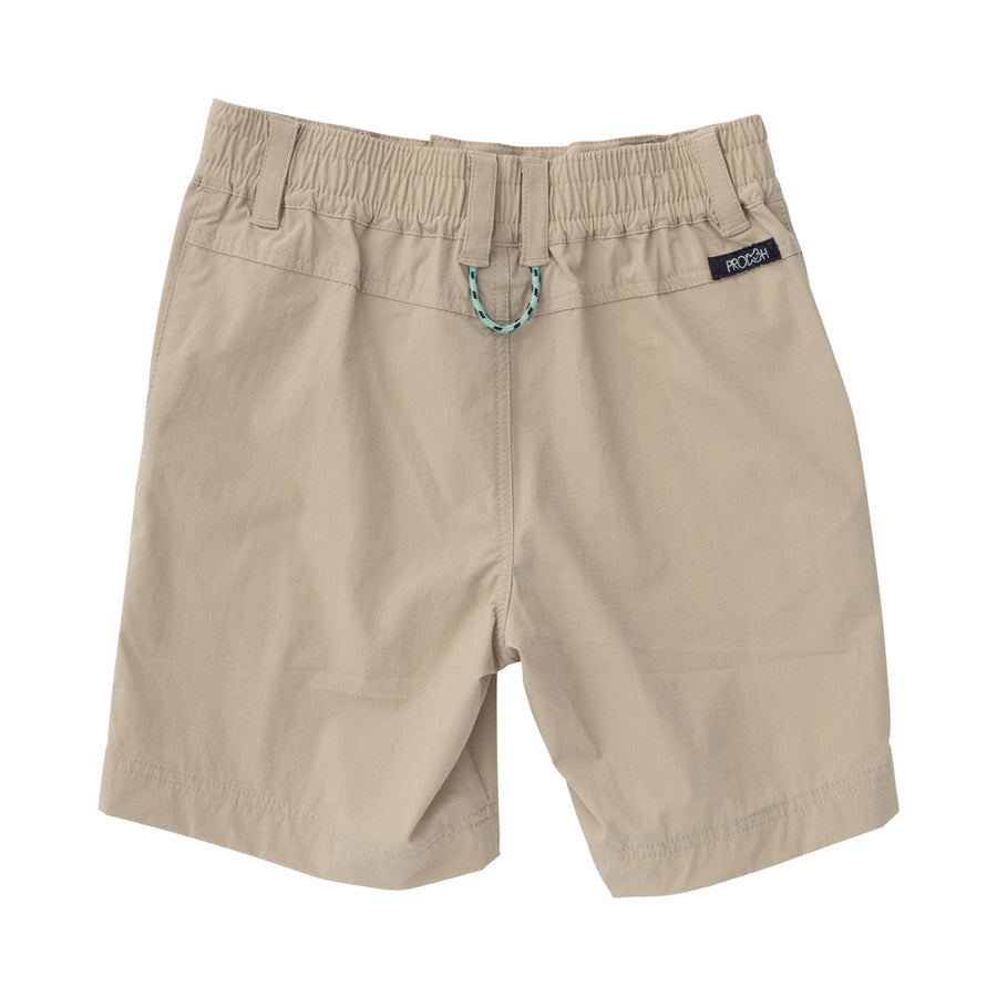 Prodoh Boys Angler Fishing Shorts - Tan Khaki Pumice Stone